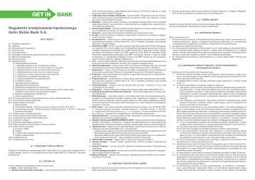 Regulamin kredytowania hipotecznego [pdf 177 kB] - Getin Bank