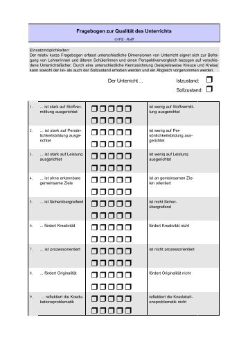 Fragebogen zur QualitÃ¤t des Unterrichts - BNW AKADEMIE Schule ...