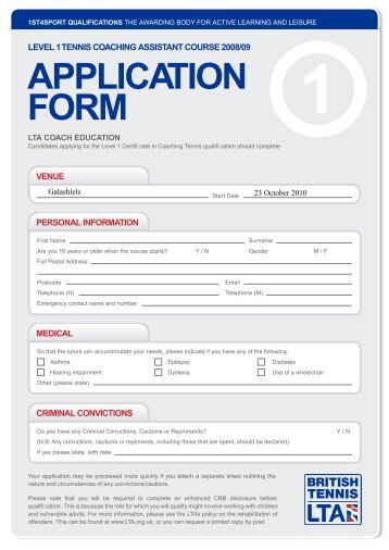 APPLICATION FORM - Sport Borders