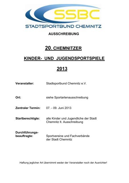Ausschreibung - Stadtsportbund Chemnitz