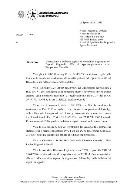 Vidimazione e bollatura registri di contabilitÃ  magazzino dei ...