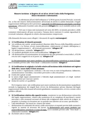 Rinnovo iscrizione al Registro di cui all'art. 68 del Codice della ...