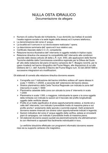 NULLA OSTA IDRAULICO - Sportello Unico per le Imprese