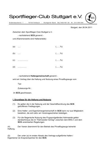 Haltervertrag - Sportflieger-Club Stuttgart