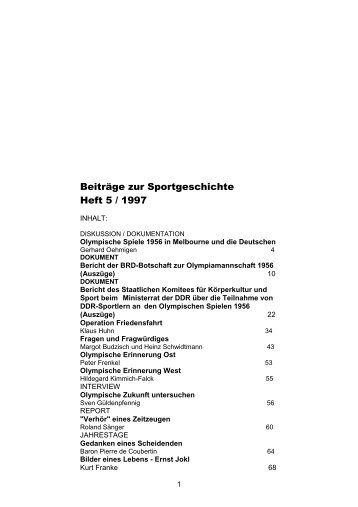 BeitrÃ¤ge zur Sportgeschichte - Sport und Gesellschaft