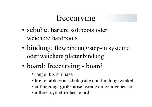 Materialkunde-Snowboard PrÃ¤sentation fÃ¼r LCD/Overhead-Projektion