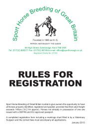 Rules for Registration - Sport Horse Breeding of Great Britain