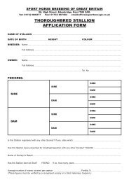 Thoroughbred Stallion Application Form - Sport Horse Breeding of ...