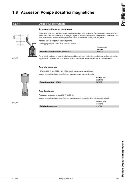 Catalogo prodotti ProMinent® 2010 - Sport Industry Directory