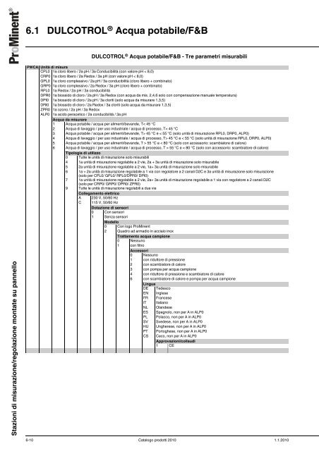 Catalogo prodotti ProMinent® 2010 - Sport Industry Directory