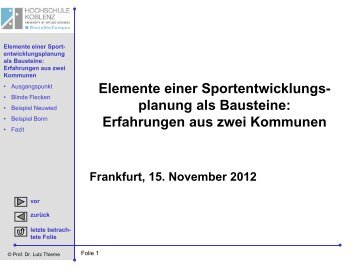 Erfahrungen aus zwei Kommunen - Sportinfra