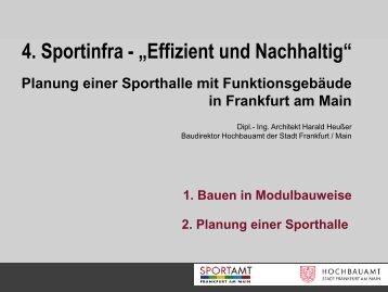 Planung einer Sporthalle mit FunktionsgebÃ¤ude im Sport - Sportinfra