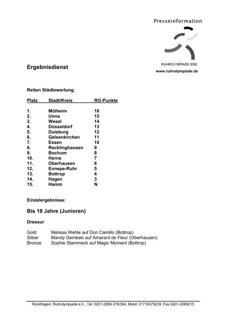 Ergebnisdienst - Sportjugend Bochum