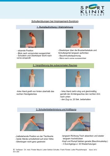SchulterÃ¼bungen bei Impingement-Syndrom - Sportklinik-Stuttgart