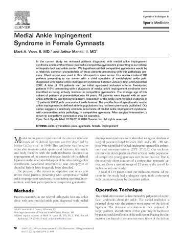 Medial Ankle Impingement Syndrome in Female Gymnasts