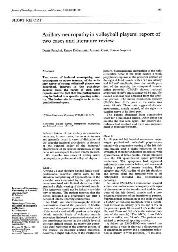 Axillary neuropathy in volleyball players - Journal of Neurology ...