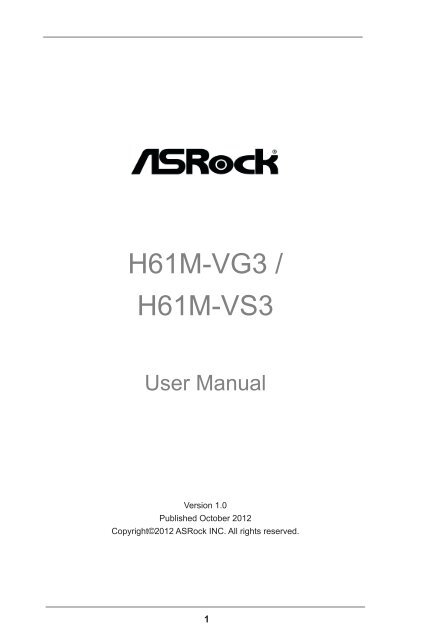 H61M-VG3 / H61M-VS3 - ASRock