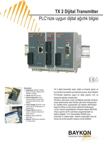 PLC'nize uygun dijital aÄÄ±rlÄ±k bilgisi TX 2 Dijital Transmitter