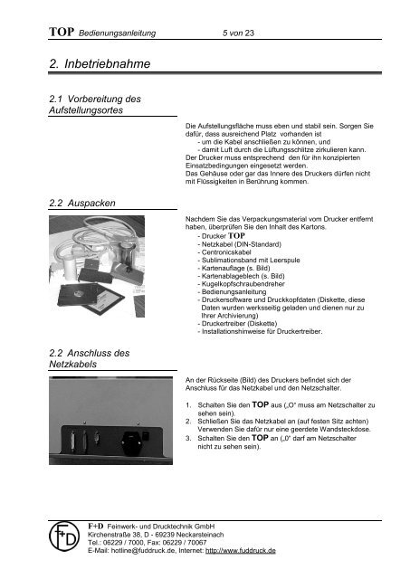 TOP Bedienungsanleitung - F+D Feinwerk