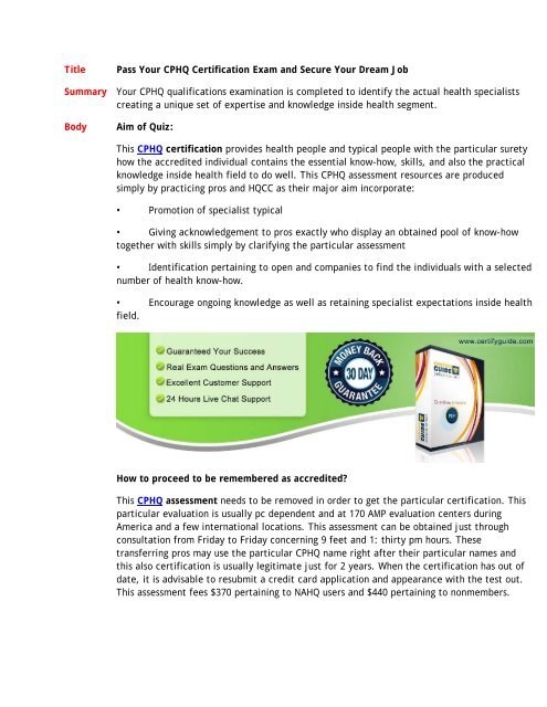 CPHQ Testantworten