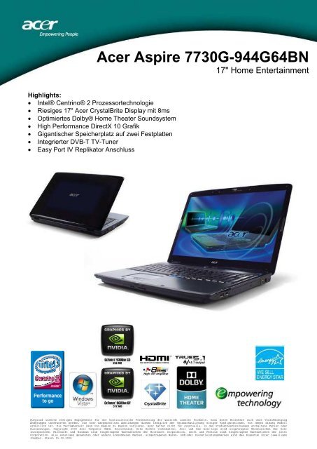Acer Aspire 7730G-944G64BN