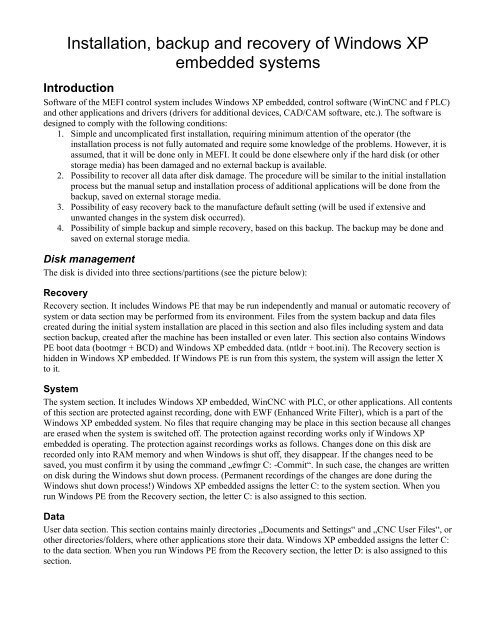 Installation Backup And Recovery Of Windows Xp Embedded Systems