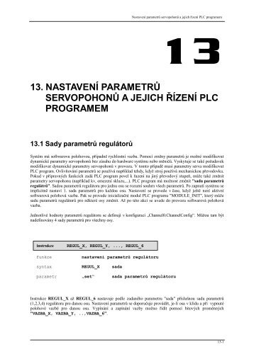 13. NASTAVENÃ PARAMETRÅ® SERVOPOHONÅ® A JEJICH ÅÃZENÃ ...