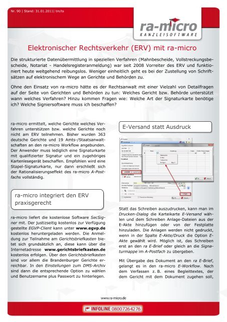 Elektronischer Rechtsverkehr (ERV) mit ra-micro