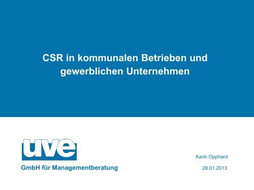 Karin Opphard, CSR in kommunalen und gewerblichen Unternehmen