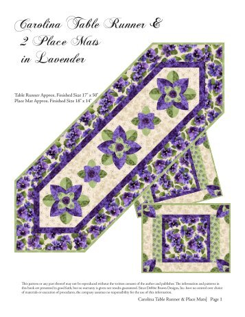 Carolina Table Runner & 2 Place Mats in Lavender - RJR Fabrics