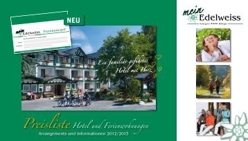 Preisliste Hotel und Ferienwohnungen - Hotel Edelweiss Willingen