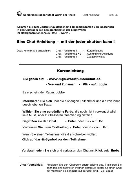 Seniorenbeirat Der Stadt Wa Rth Am Rhein