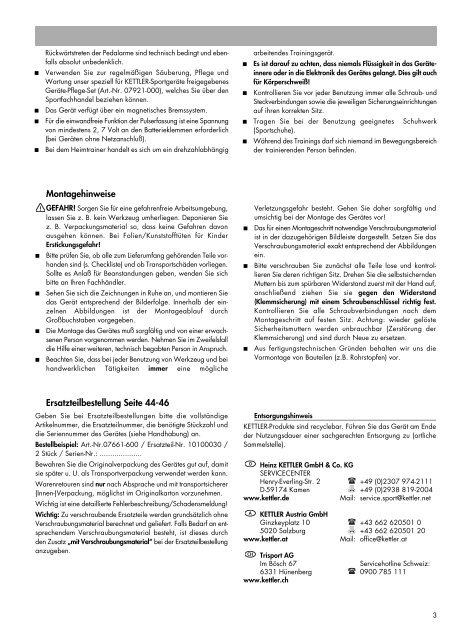 Montage und Ersatzteile(14.261 kB) - Sportolino.de