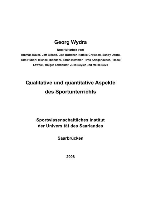 Georg Wydra Qualitative und quantitative Aspekte des Sportunterrichts