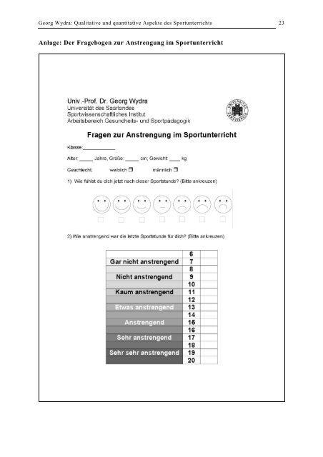 Georg Wydra Qualitative und quantitative Aspekte des Sportunterrichts
