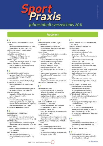 Jahresinhaltsverzeichnis 2011 - SportPraxis