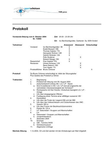 7. Sitzung 8. Oktober 2004 - SportschÃ¼tzen Gossau