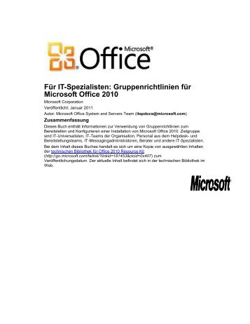 Planen von Gruppenrichtlinien in Office 2010 - PC-Betriebssysteme