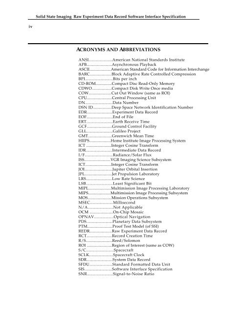 SSI Raw Experiment Data Record (REDR) for Phase 2 - USGS PDS ...