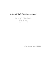 Algebraic Shift Register Sequences - Computer Science Department