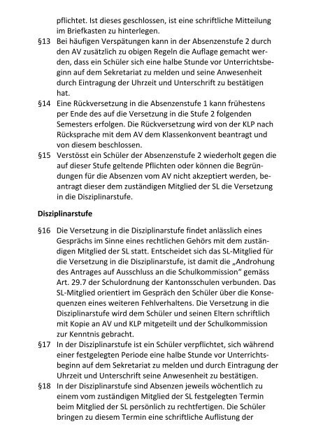 Reglement zum Absenzenkontrollsystem &#40;AKS&#41; - Kantonsschule Enge