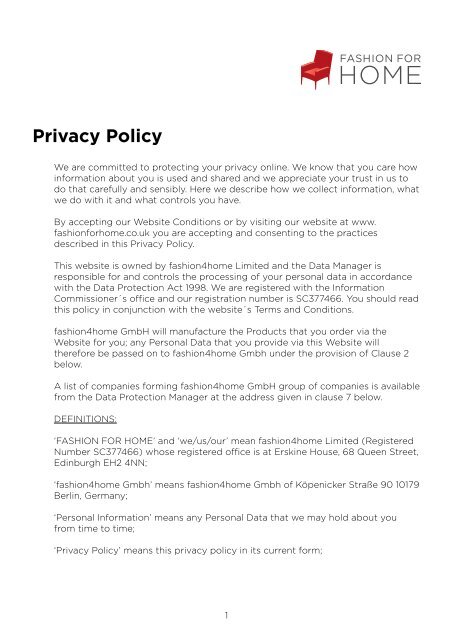 Privacy Policy - Fashion for Home