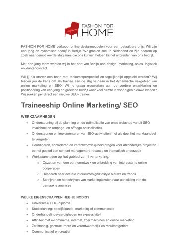 Traineeship Online Marketing/ SEO
