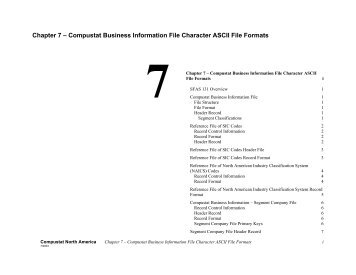 Compustat Business Information File Character ASCII File Formats