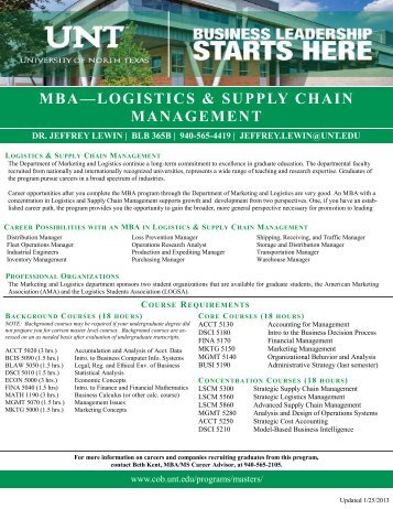 MBA Logistics & Supply Chain Management