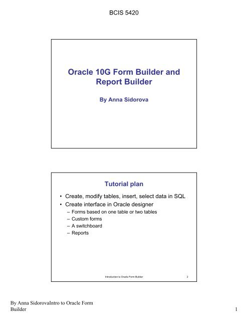Oracle 10G Form Builder and Report Builder