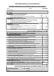 Formblatt zur Bewertung von schriftlichen Klausuren im Fach Englisch