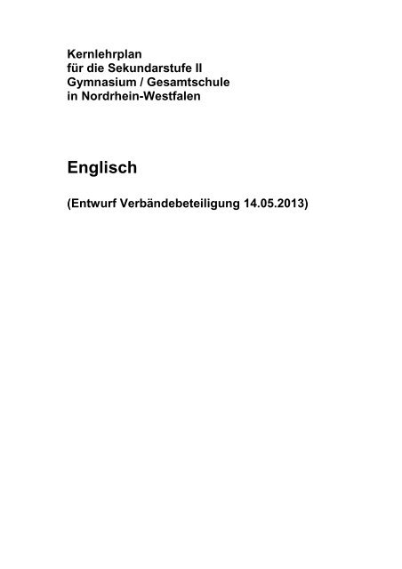 Kernlehrplan Englisch - Standardsicherung NRW