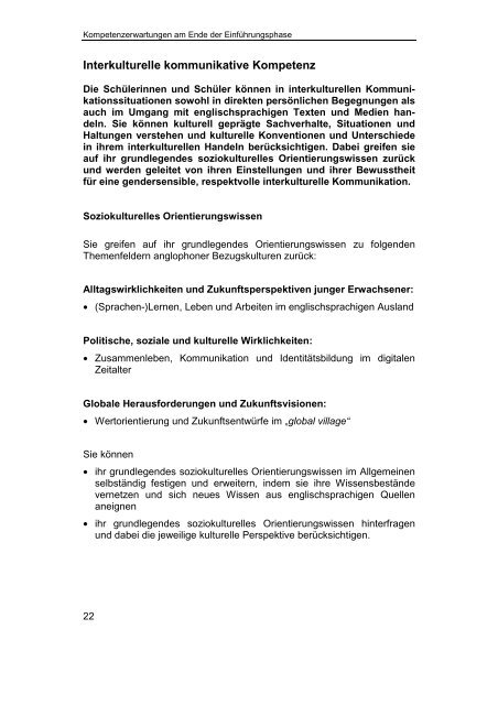 Kernlehrplan Englisch - Standardsicherung NRW