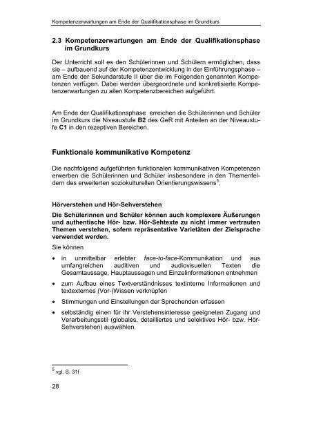 Kernlehrplan Englisch - Standardsicherung NRW